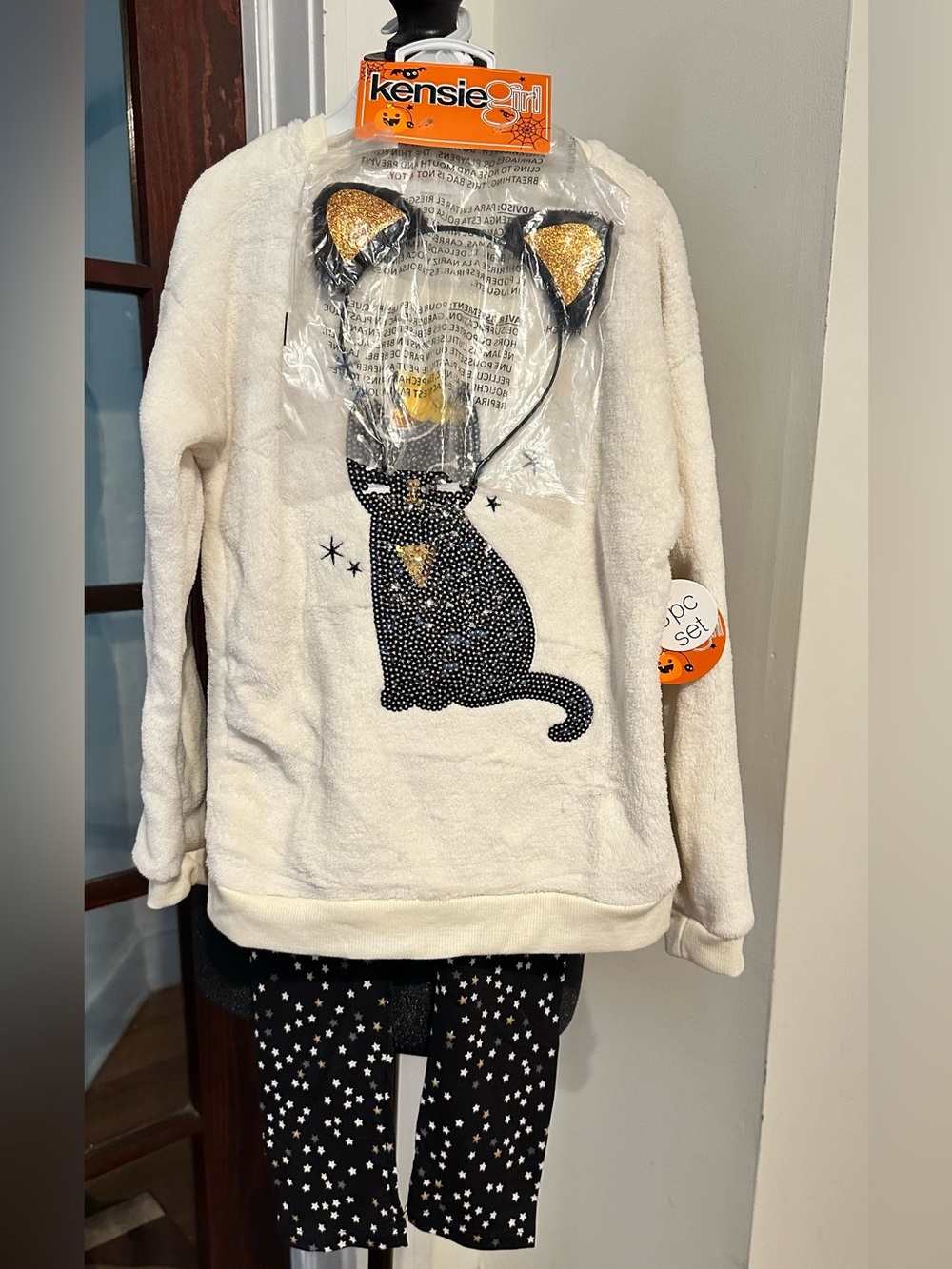 NEW Kensie Girl 3pc Sequence Cat Top & Stars Pants w/Headband Fall Outfit (Sz7)